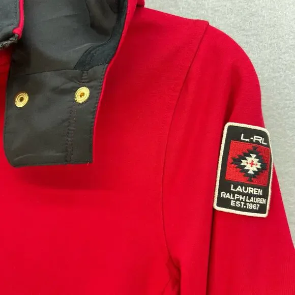 Ralph Lauren Active LRL Jacket Women's L Red Black Full Zip Hooded Preppy Luxury - Picture 3 of 12